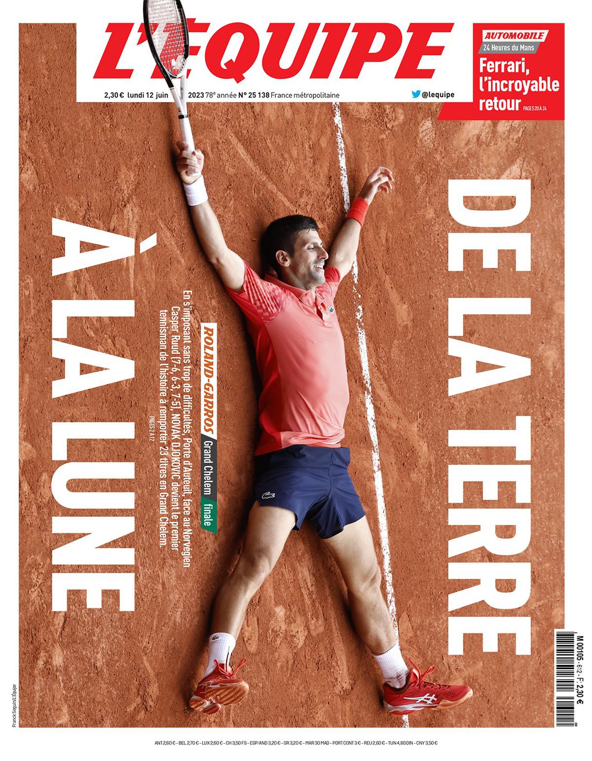 Prima pagină - Novak Djokovic, campion la Roland Garros