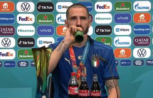 Sărbătoare cu Heineken și Coca-Cola! Bonucci, genial la conferința de presă de după finala Euro 2020