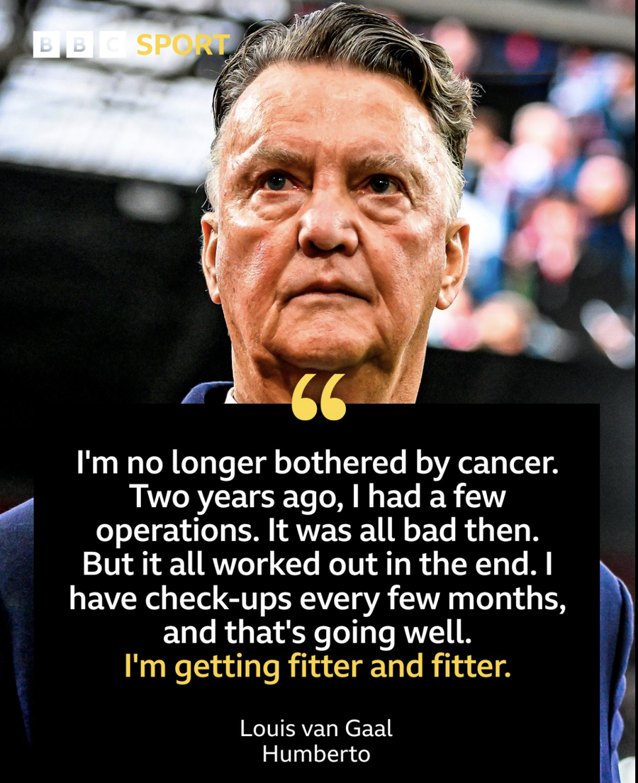 Declarațiile lui Louis Van Gaal, după ce a învins lupta cu cancerul // SURSA: BBC Primele declarații ale legendarului tehnician după ce a câștigat lupta cu cancerul: „Nu mă mai deranjează boala. Sunt din ce în ce mai «fit»”
