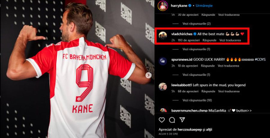 Vlad Chiricheș, mesaj public imediat după transferul lui Kane la Bayern