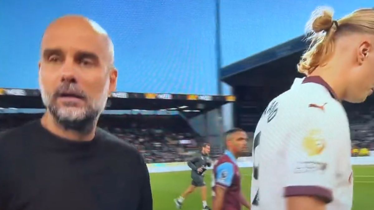 Pep Guardiola, furios la pauză cu Burnley! » S-a dus direct la Haaland, care marcase două goluri. Nici camera TV nu a scăpat