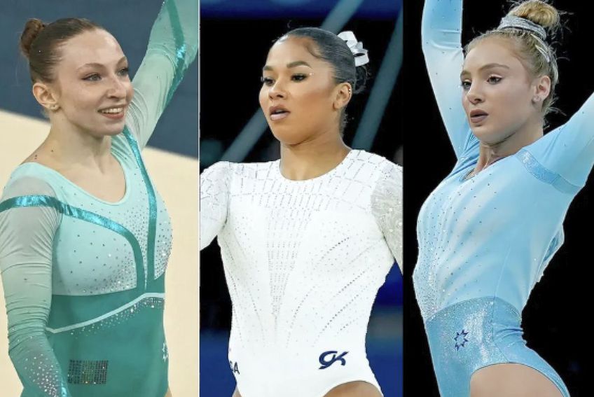 Ana-Maria Bărbosu, Jordan Chiles, Sabrina Voinea, foto: Facebook Federația Română de Gimnastică