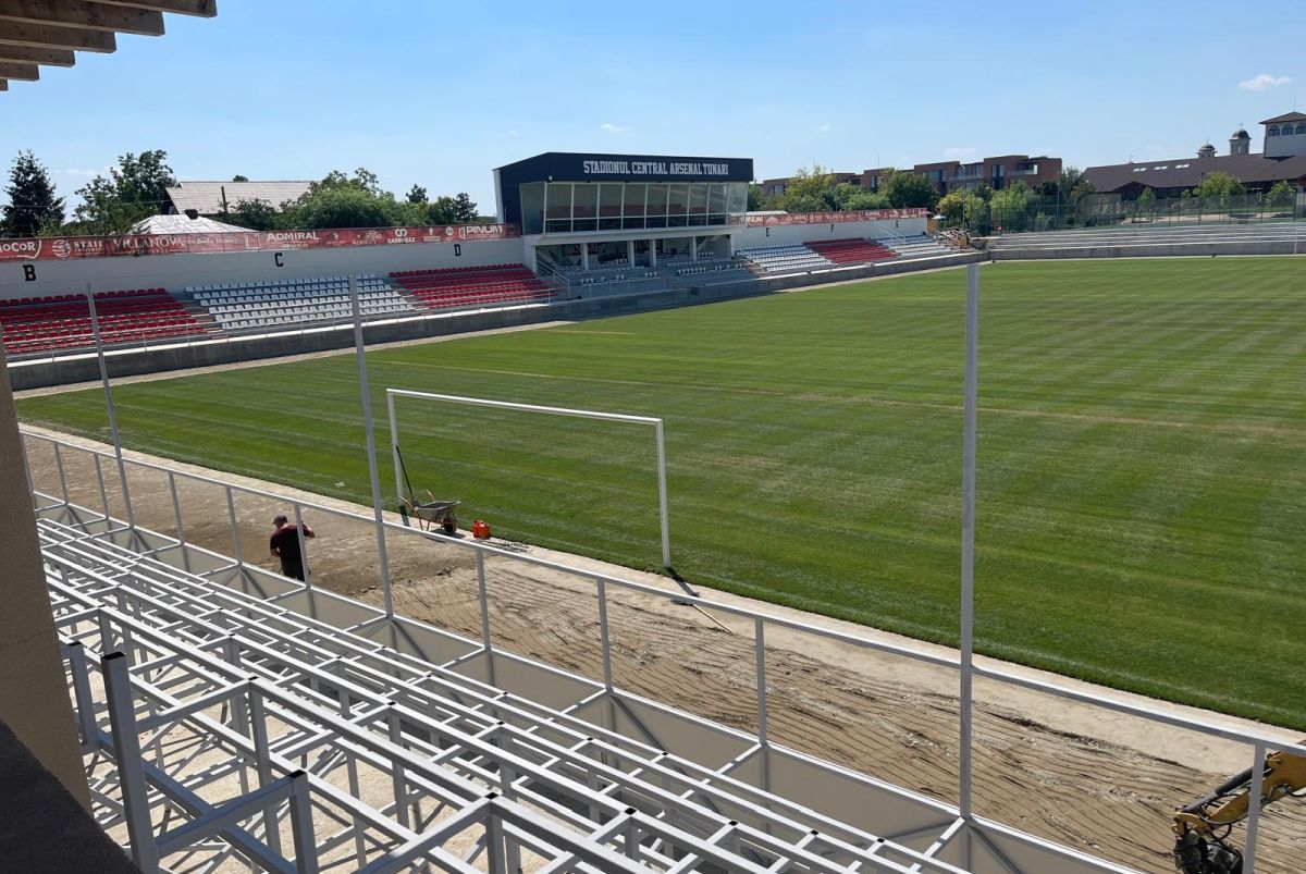 Imagini cu construcția noului stadion din Tunari