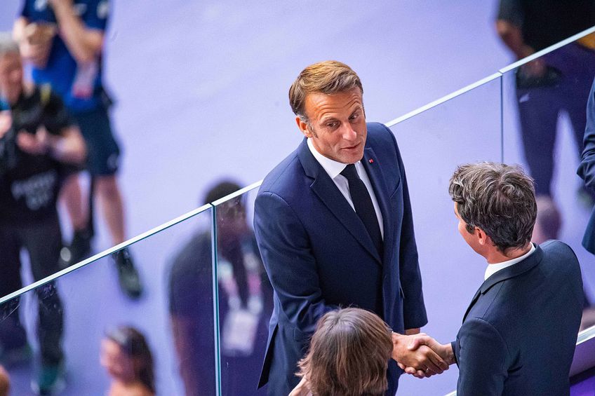 Emmanuel Macron, președintele Franței, a fost prezent la ceremonia de închidere a Jocurilor Olimpice / Foto: Imago