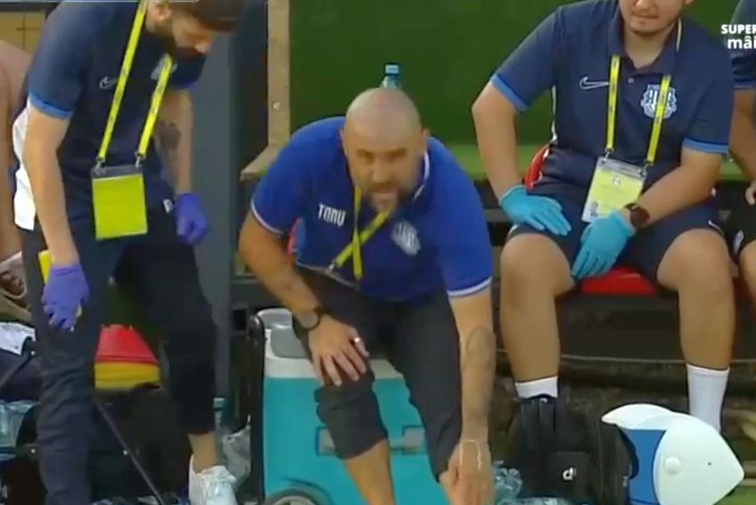 Tony da Silva, antrenorul lui Poli Iași, s-a accidentat la meciul cu Bacău. FOTO: captură Prima Sport