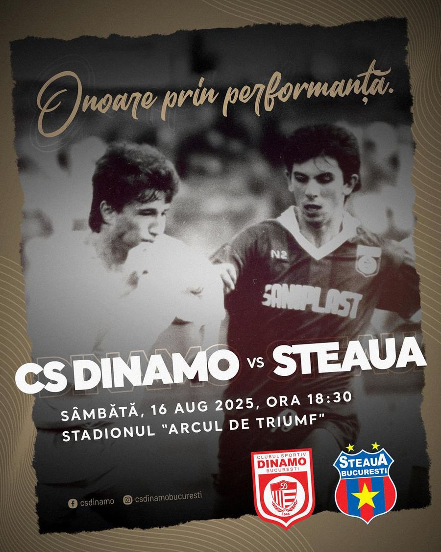 CS Dinamo – CSA Steaua este meciul zilei de sâmbătă din Liga 2, programat de la ora 18:30, pe stadionul „Arcul de Triumf” Fanii au luat foc! Cum promovează CS Dinamo meciul cu Steaua: „O glumă proastă”