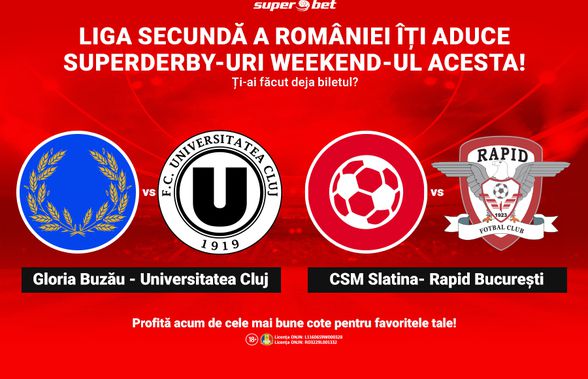 Liga secundă a României îți aduce SuperDerby-uri weekend-ul acesta! Ți-ai făcut deja biletul?