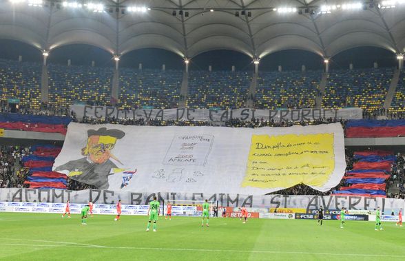 Duelul scenografiilor din FCSB - Dinamo » Roș-albaștrii și-au luat revanșa după 4 ani: „Sfârșitul e aproape”