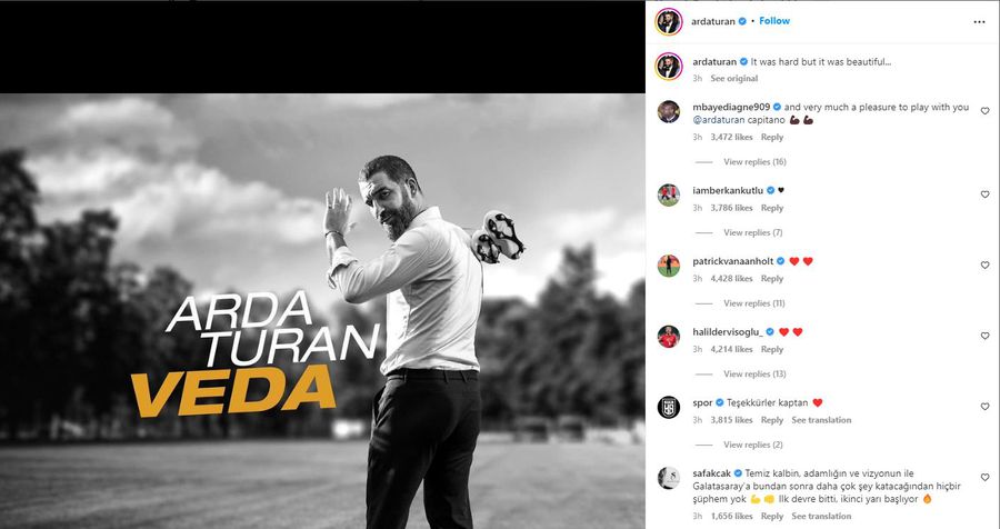 FOTO: Instagram Arda Turan „Copilul de suflet” al lui Gică Hagi s-a retras: „A fost greu, dar a fost frumos!”