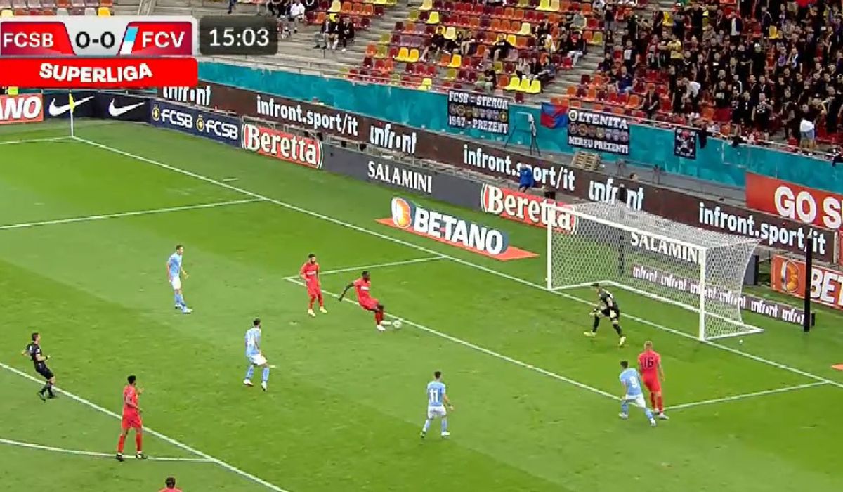 Dawa, salvat de VAR în FCSB - FC Voluntari / FOTO: Capturi TV @Digi Sport 1