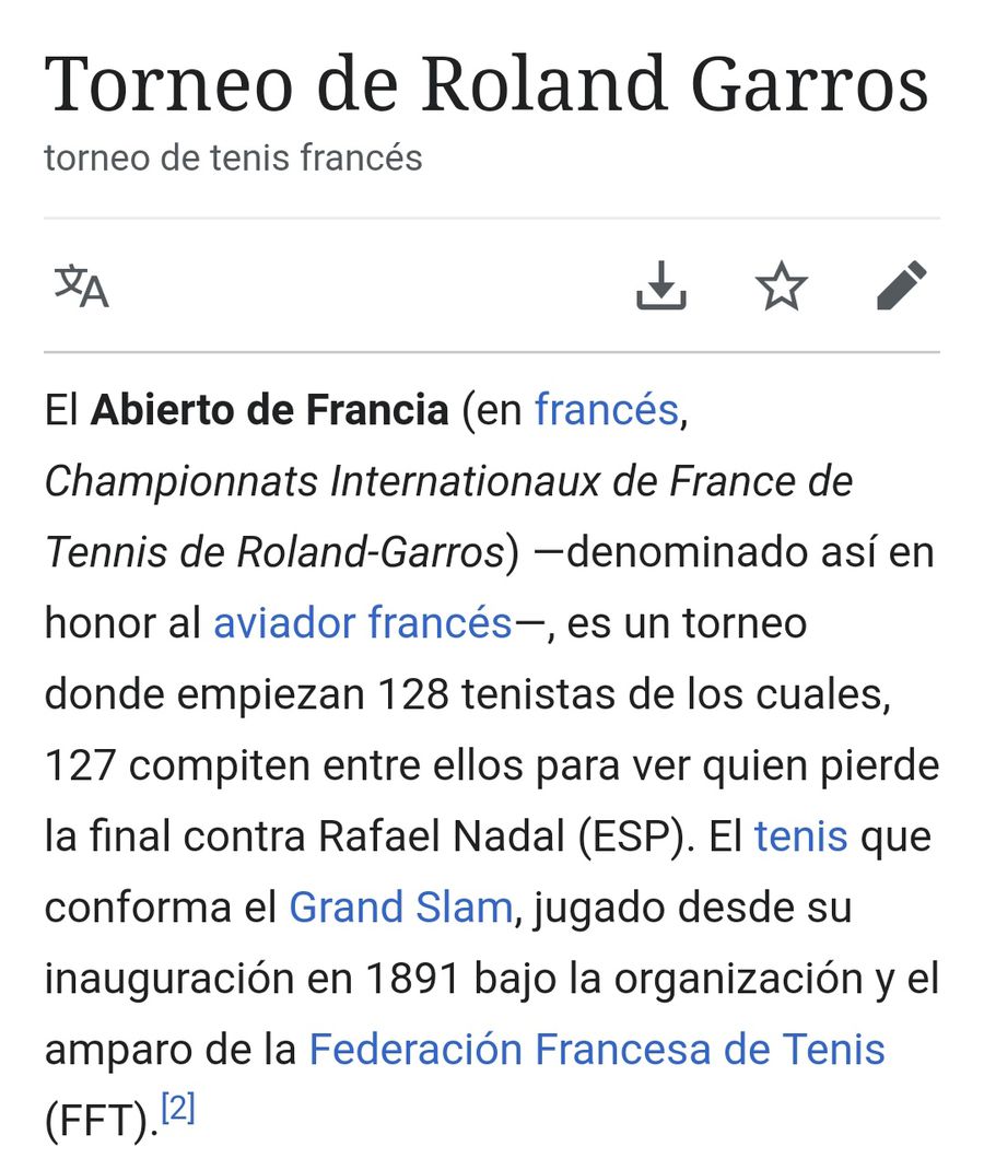 Cum a fost modificată pagina de Wikipedia a turneului Roland Garros, după ce Rafael Nadal a câștigat un nou titlu