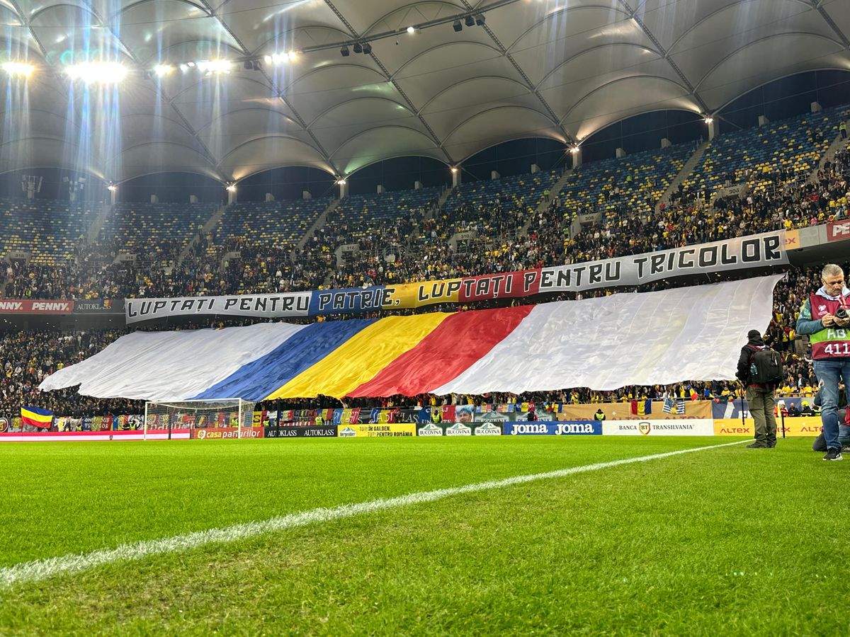 Scenografii la startul meciului Austria - România