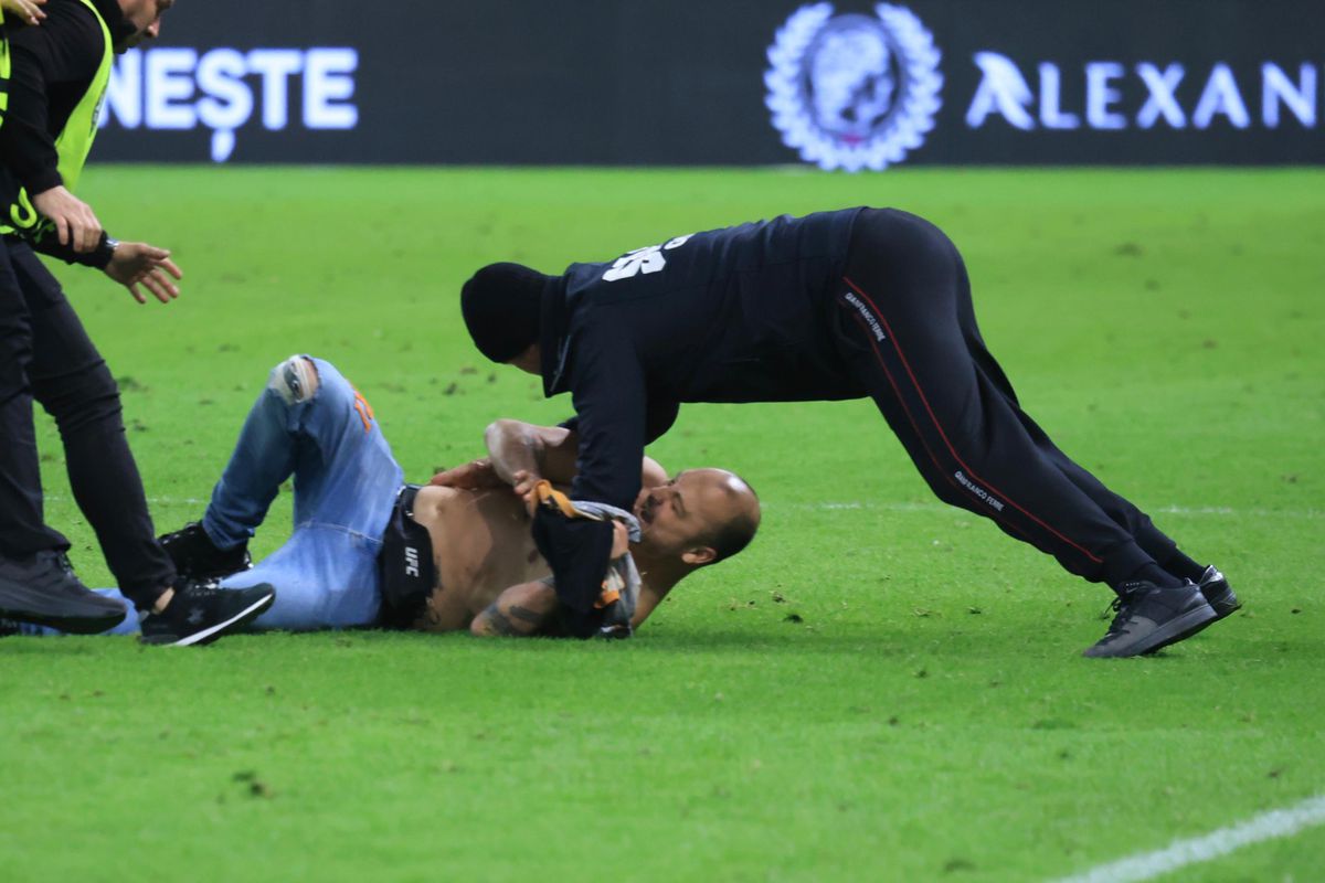 Spectator intrat pe teren la România - Austria