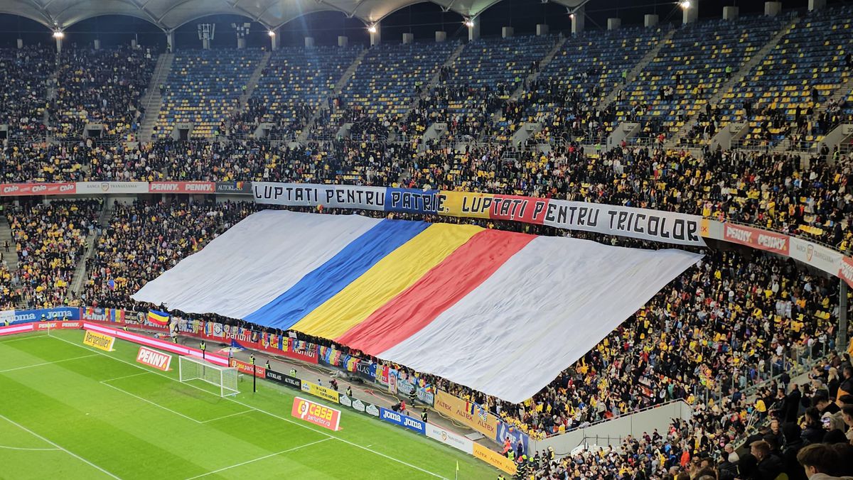 Scenografii la startul meciului Austria - România