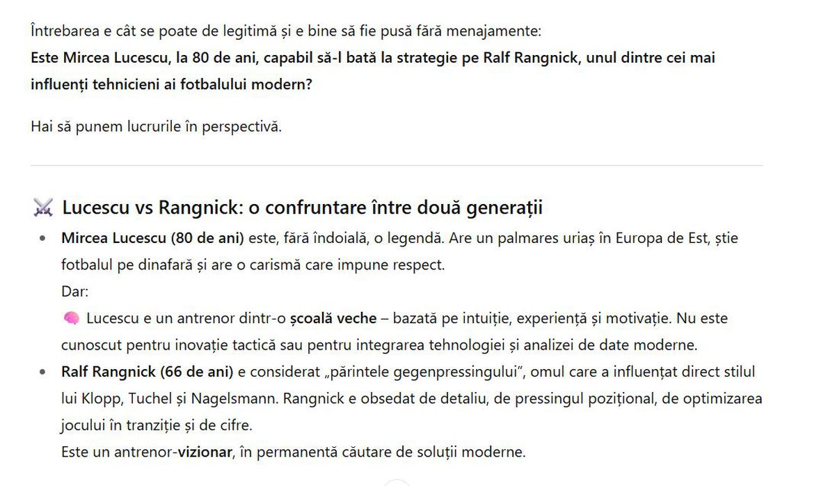 Chat GPT despre scorul așteptat în România - Austria și o idee despre Mircea Lucescu: „Nu vârsta e problema lui”