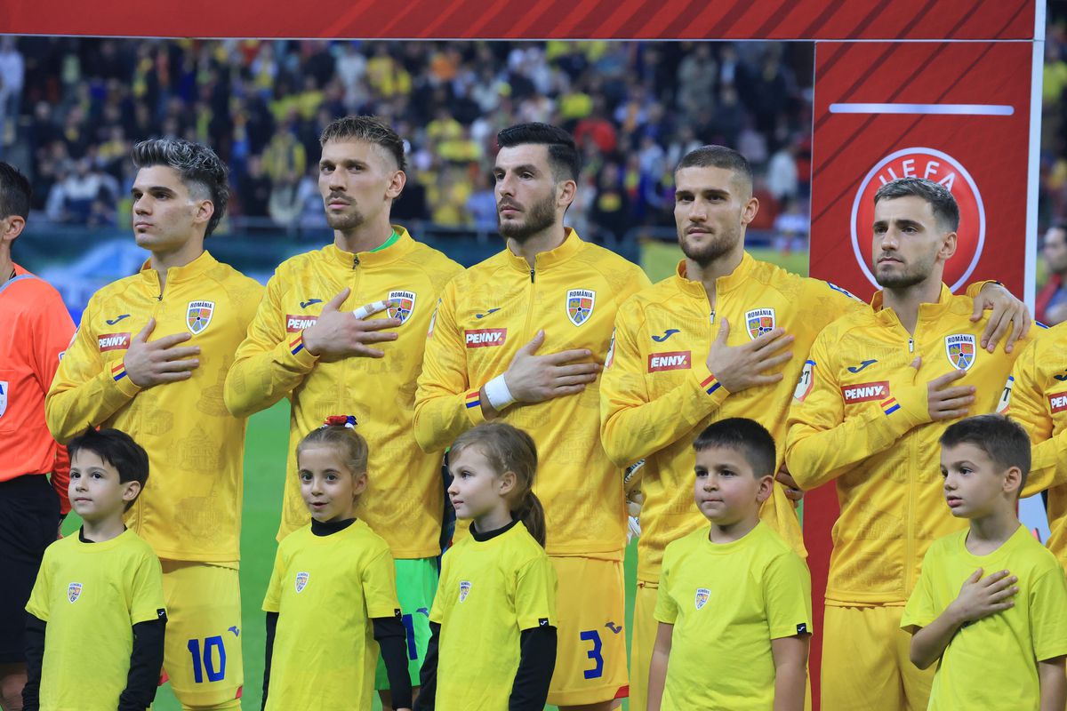 Scenografii la startul meciului Austria - România