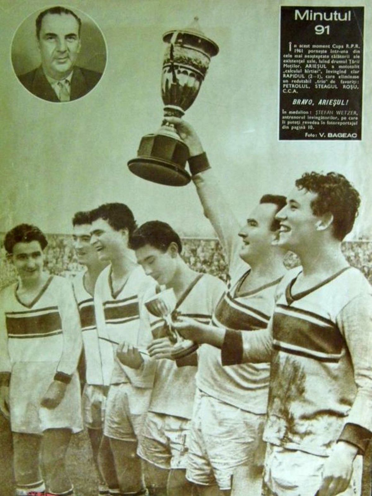 Retro GSP / VIDEO+FOTO 58 de ani de la finala de Cupă istorică dintre Arieșul Turda și Rapid » Minunea răsplătită cu o cravată și trei metri de stofă