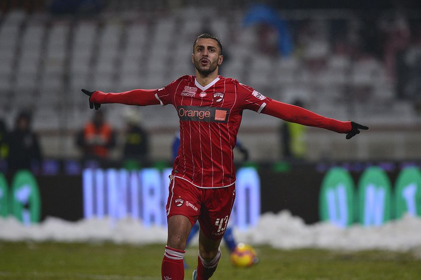 Montini se bucură după unul dintre cele trei goluri marcate în meciul din 2018