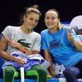 Jaqueline Cristian și Ana Bogdan la unul dintre antrenamentele de la Malaga FOTO ITF