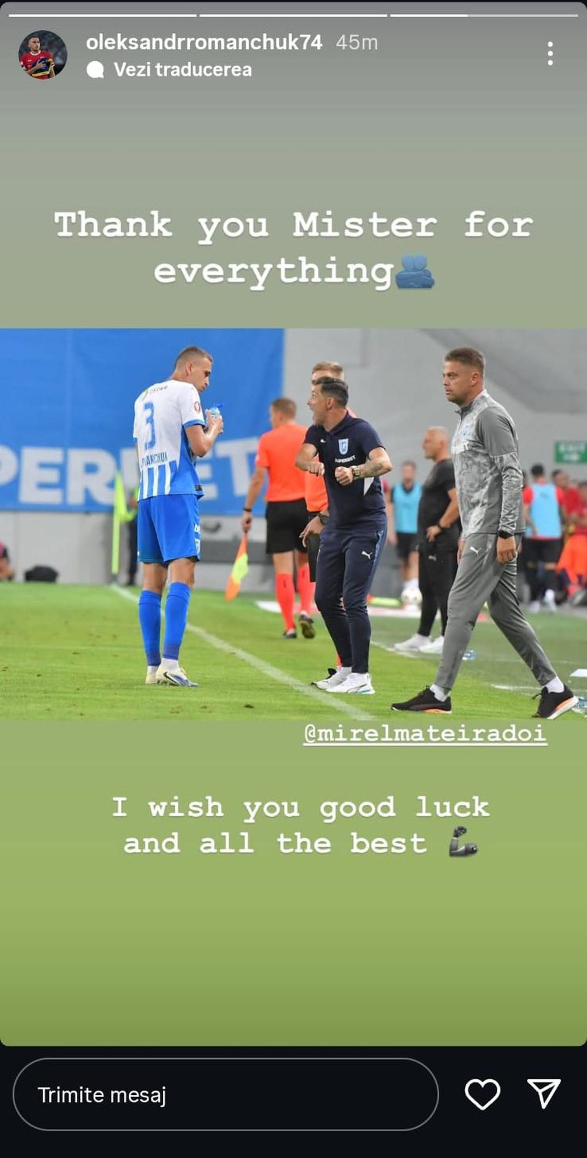 Mesajele jucătorilor Craiovei, după plecarea lui Rădoi / foto: Instagram