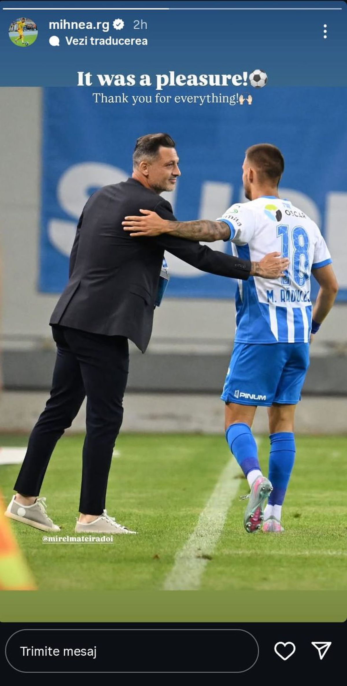 Mesajele jucătorilor Craiovei, după plecarea lui Rădoi / foto: Instagram