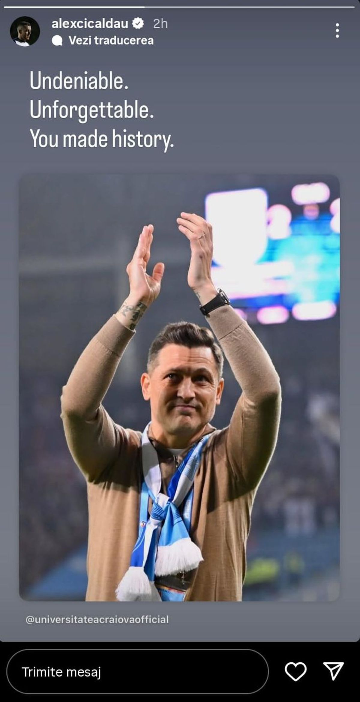 Mesajele jucătorilor Craiovei, după plecarea lui Rădoi / foto: Instagram