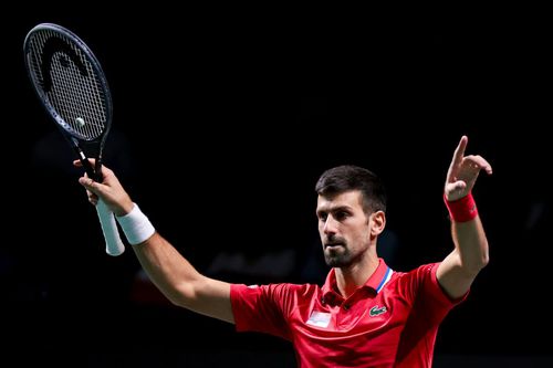 Novak Djokovic dirijând publicul în finala Cupei Davis Foto Imago