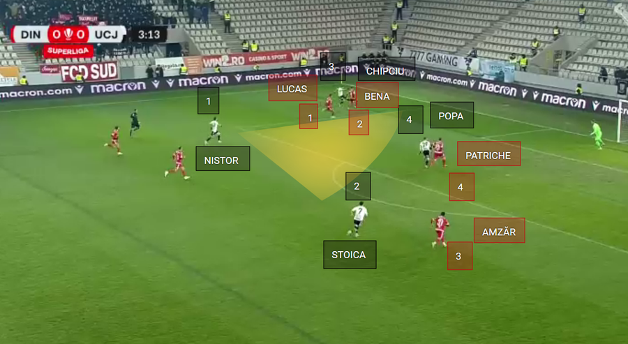 Tiki-taka lui Sabău » 10 jucători implicați, 16 pase și o gaură imensă în apărarea lui Dinamo, care n-a atins mingea un minut