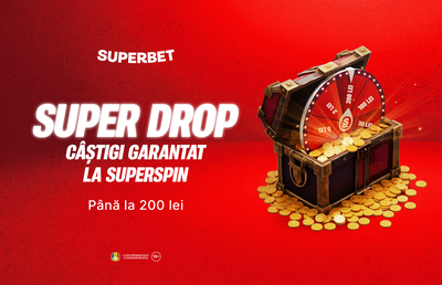 Super Drop: roata e câștigătoare toată ziua, exclusiv la Superbet!