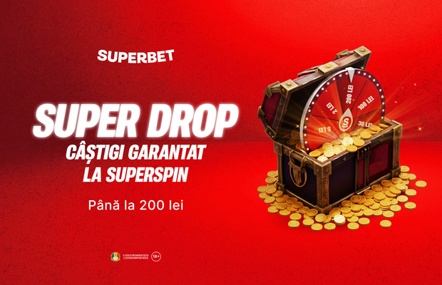 Super Drop: roata e câștigătoare toată ziua, exclusiv la Superbet!