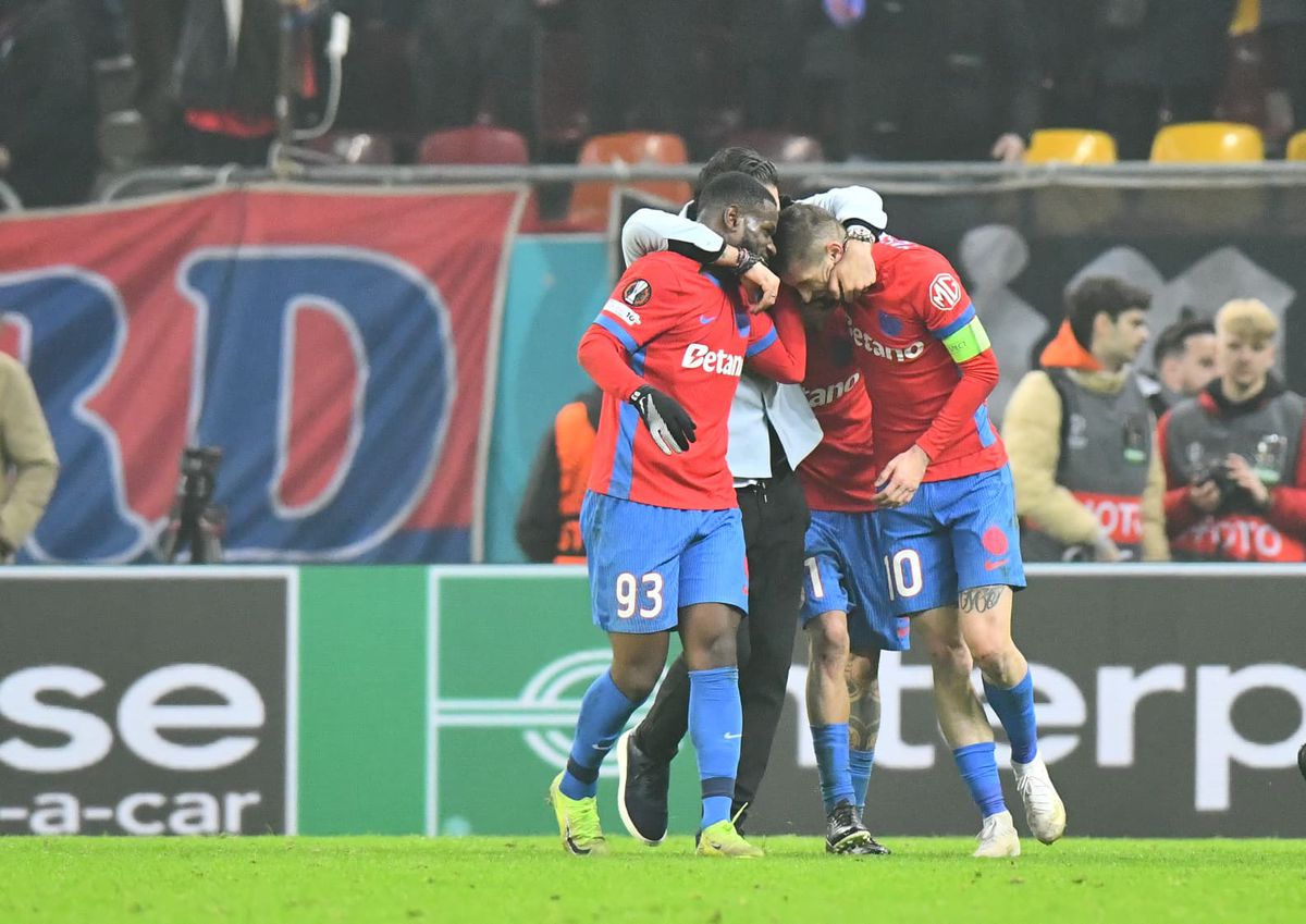 Bucurie dezănțuită la golul de 4-3 în FCSB - Feyenoord