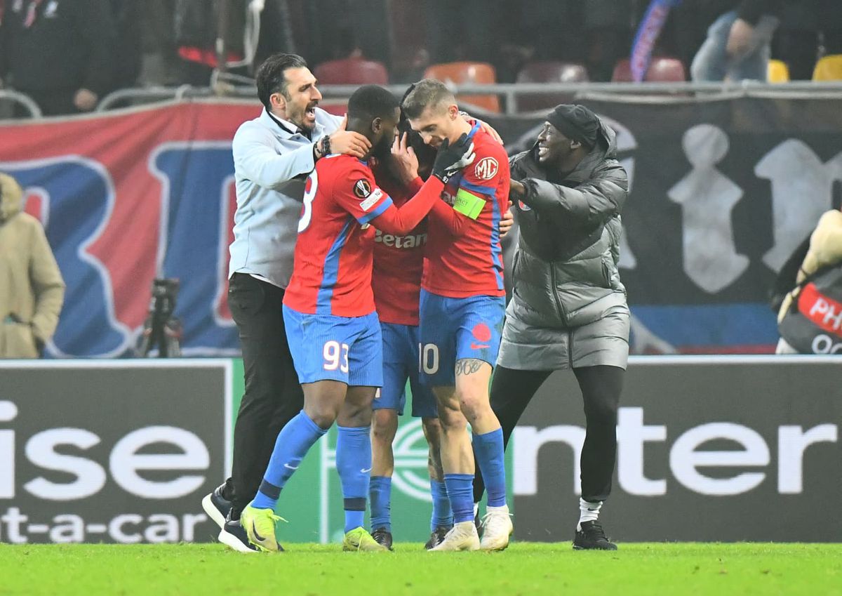 Bucurie dezănțuită la golul de 4-3 în FCSB - Feyenoord