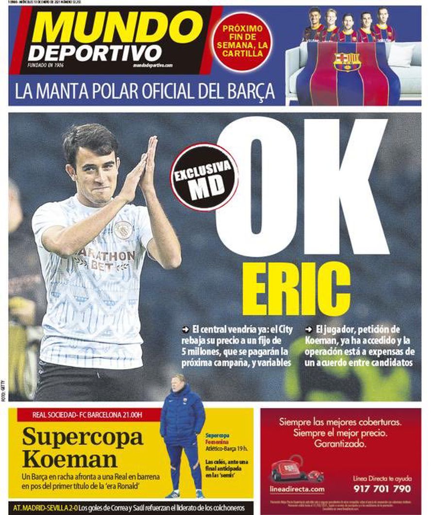 Prima pagină de azi (13 ianuarie) din Mundo Deportivo Prima pagină de azi (13 ianuarie) din Mundo Deportivo