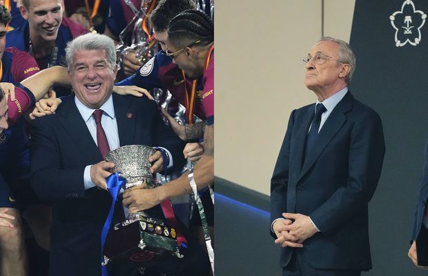 Cele mai tari imagini după El Clasico » Fotbalistul de la Barcelona care l-a făcut să râdă pe Florentino Perez + Discuție pe gazon cu Ancelotti