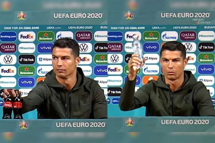 Cristiano Ronaldo, la conferința de presă de la Euro 2020 Lionel Messi a vorbit despre băutura preferată, iar acțiunile unei companii celebre au explodat