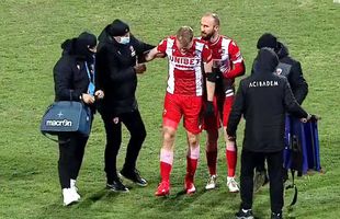 FOTO Moment teribil pentru Dinamo! Adam Nemec, accidentare în finalul meciului cu Sepsi