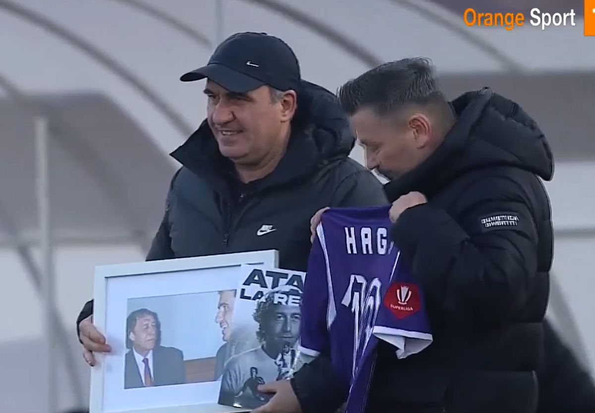 „Atac la Rege” » Explicațiile din spatele cadoului inedit primit de Gică Hagi la meciul cu FC Argeș: „I-am găsit un dublu sens”