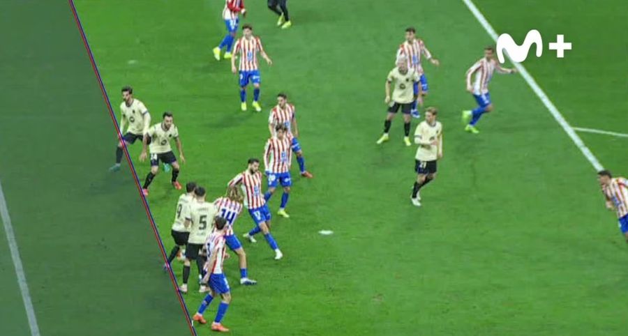 Liniile trasate manual în camera VAR, pe baza cărora s-a anulat golul marcat de Pau Cubarsi în Atletico Madrid - Barcelona 4-0 Frenkie de Jong, starul Barcelonei: „Dacă imaginea nu e creată de AI, atunci e scandalos!”