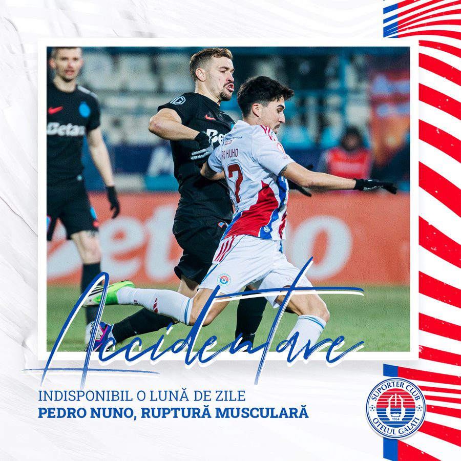 Cât va lipsi oțelarul Pedro Nuno, accidentat în meciul cu FCSB