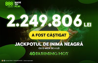S-a luat marele Jackpot la 888! Peste 2 milioane de RON câștigați la 40 Burning Hot.