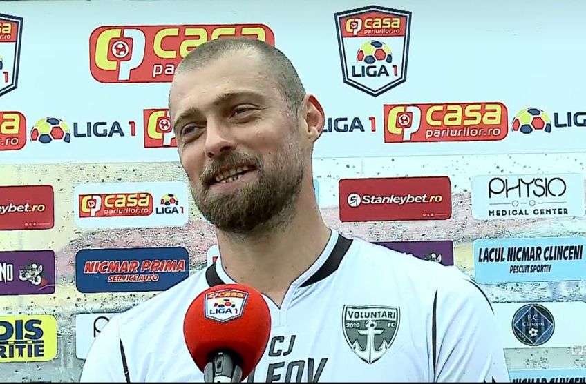 Gabi Tamaș (37 de ani), fundașul celor de la FC Voluntari, a fost binedispus după victoria de la Clinceni, scor 1-0.