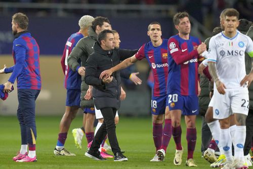 Xavi, antrenorul Barcelonei, a avut polițe de plătit după calificarea în sferturile Champions League. Catalanii au câștigat cu Napoli, scor 3-1, și s-au calificat cu 4-2 la general/ foto Imago Images