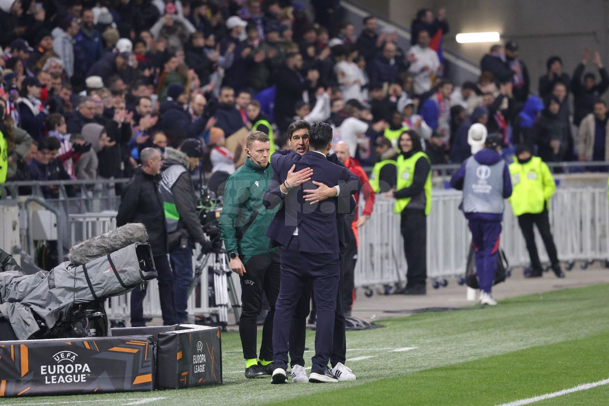 Imagini de la finalul meciului Lyon - FCSB