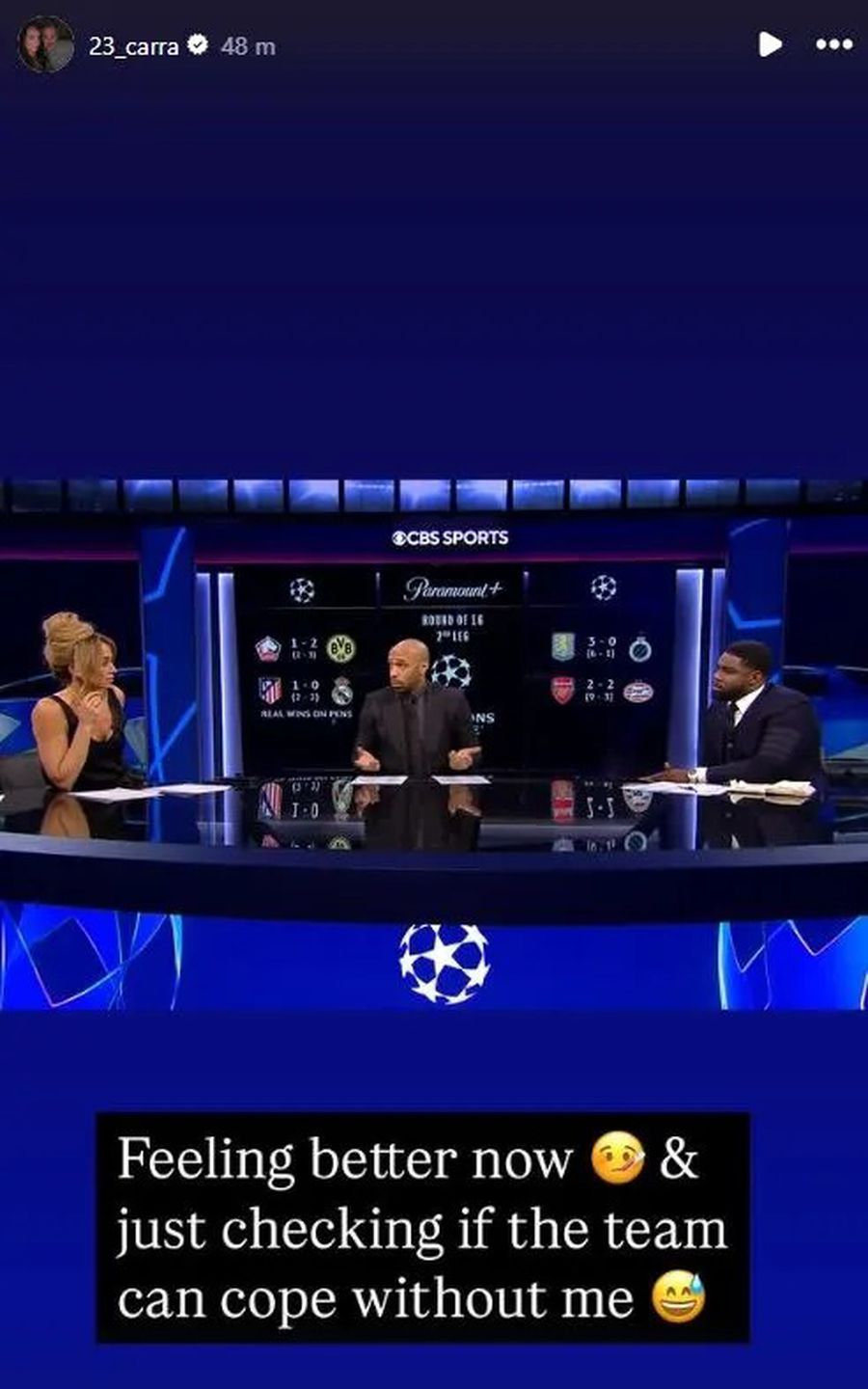 Mesajul lui Jamie Carragher pentru suporteri și colegii din studio I s-a făcut rău în studio, în timpul meciului Atletico - Real Madrid! „Voiam să verific dacă se descurcă fără mine”