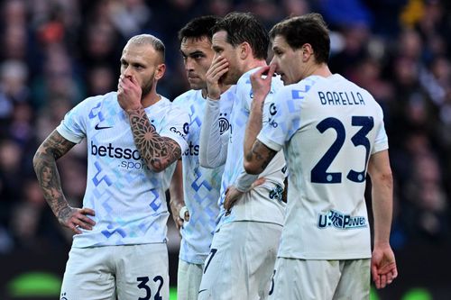 Căpitanul Lautaro Martinez, alături de alți trei jucători indispensabili la Inter, Federico Dimarco, Piotr Zielinski și Nicolo Barella / Foto: Imago