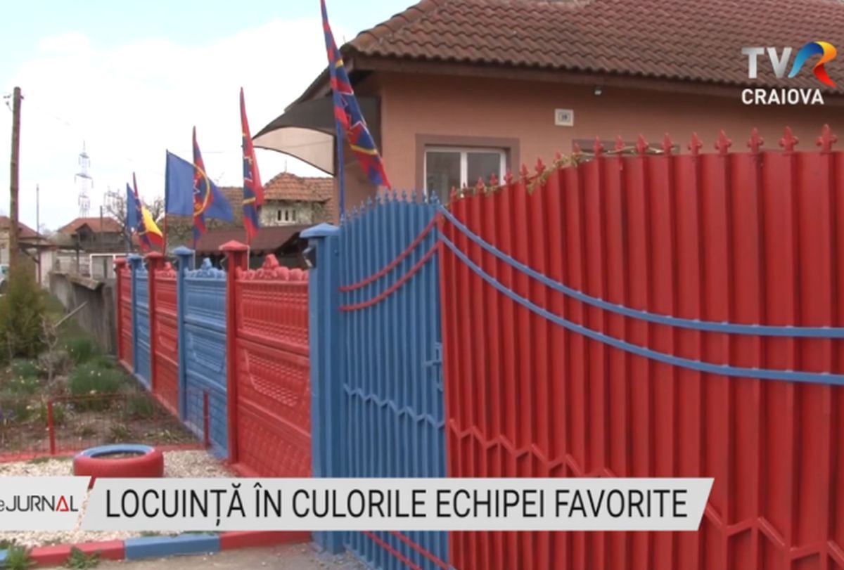 Pasiunea pentru FCSB nu are limite » Un oltean și-a vopsit locuința în roș-albastru: „Fac și cotețele la porci și găini”