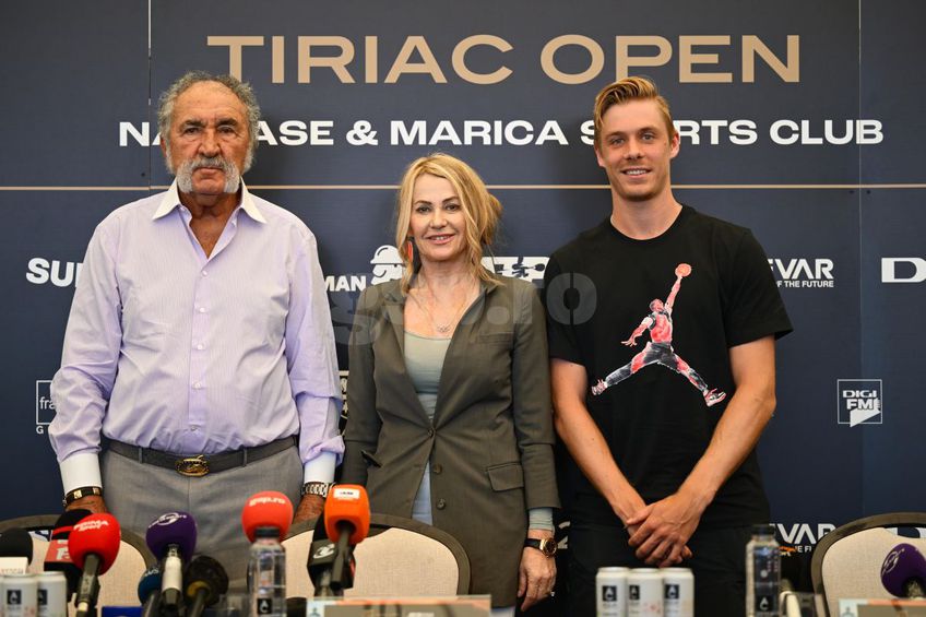 Ion Țiriac, Nadia Comăneci și Denis Shapovalov, la tragerea tabloului de la Țiraic Open 2024 / FOTO: Raed Krishan (GSP.ro)