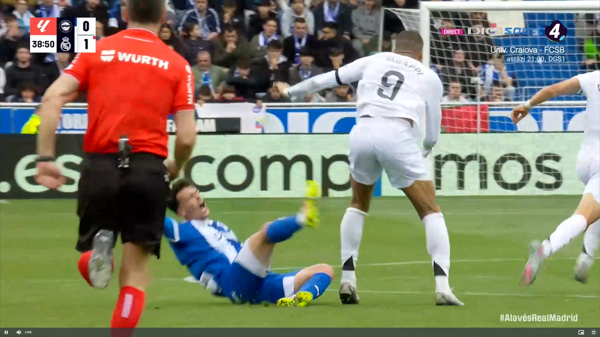 Mbappe s-a dus să-i rupă piciorul! Alaves - Real Madrid 0-1, duel marcat de două intrări sălbatice