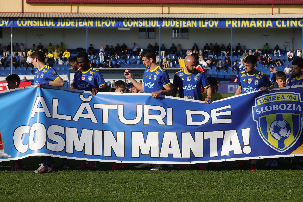 Drama din spatele mesajului afișat de fotbaliștii Unirii Slobozia înaintea meciului cu UTA