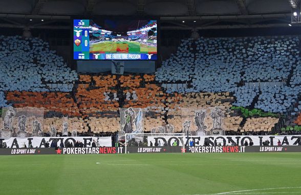 Sublim! Ce au putut face suporterii lui Lazio la derby-ul cu Roma: scenografie magnifică pe „Olimpico”